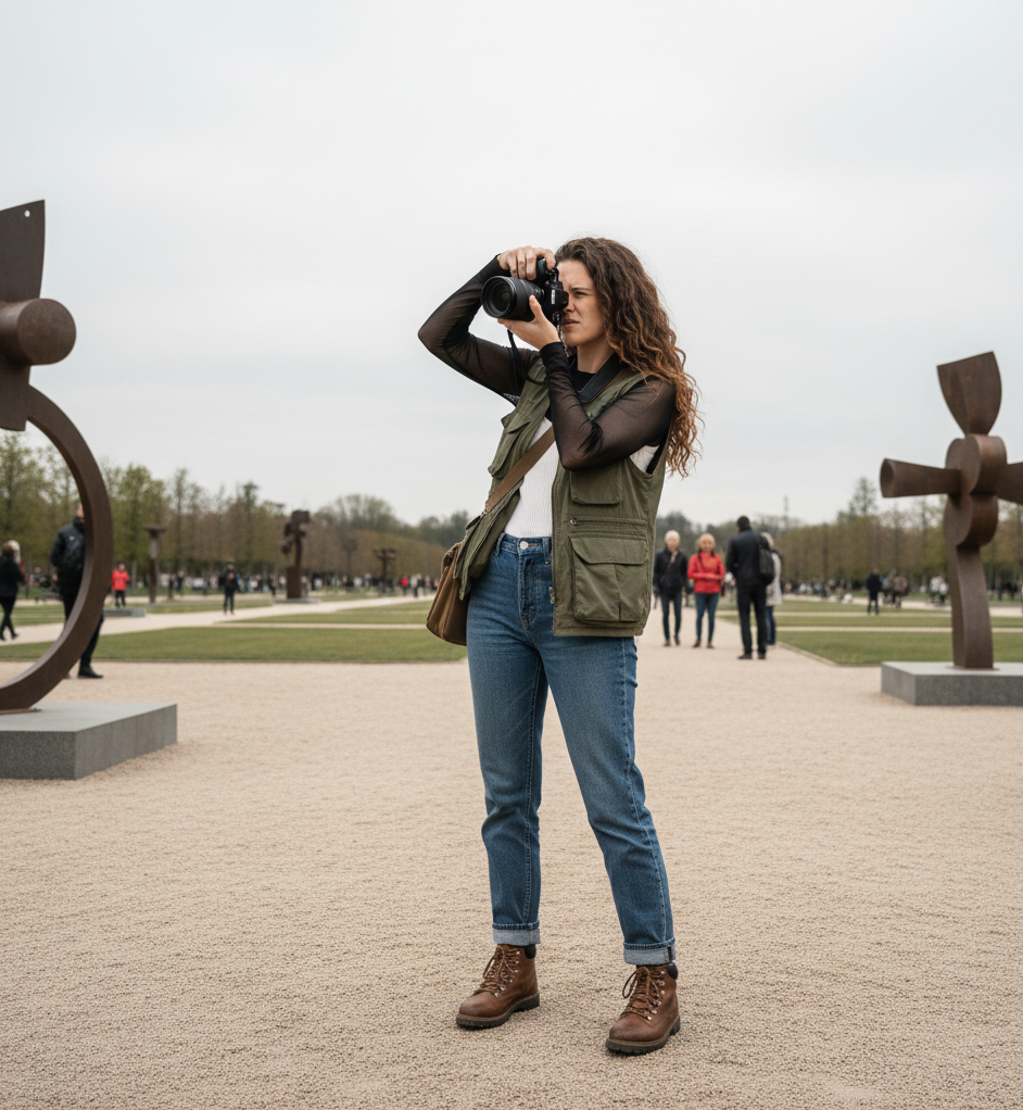  Utility Vest + Mesh Top + Jeans