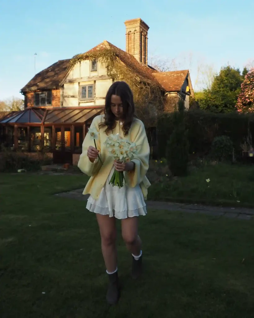 The Pastel Cardigan + Tiered Mini + Rain Boots