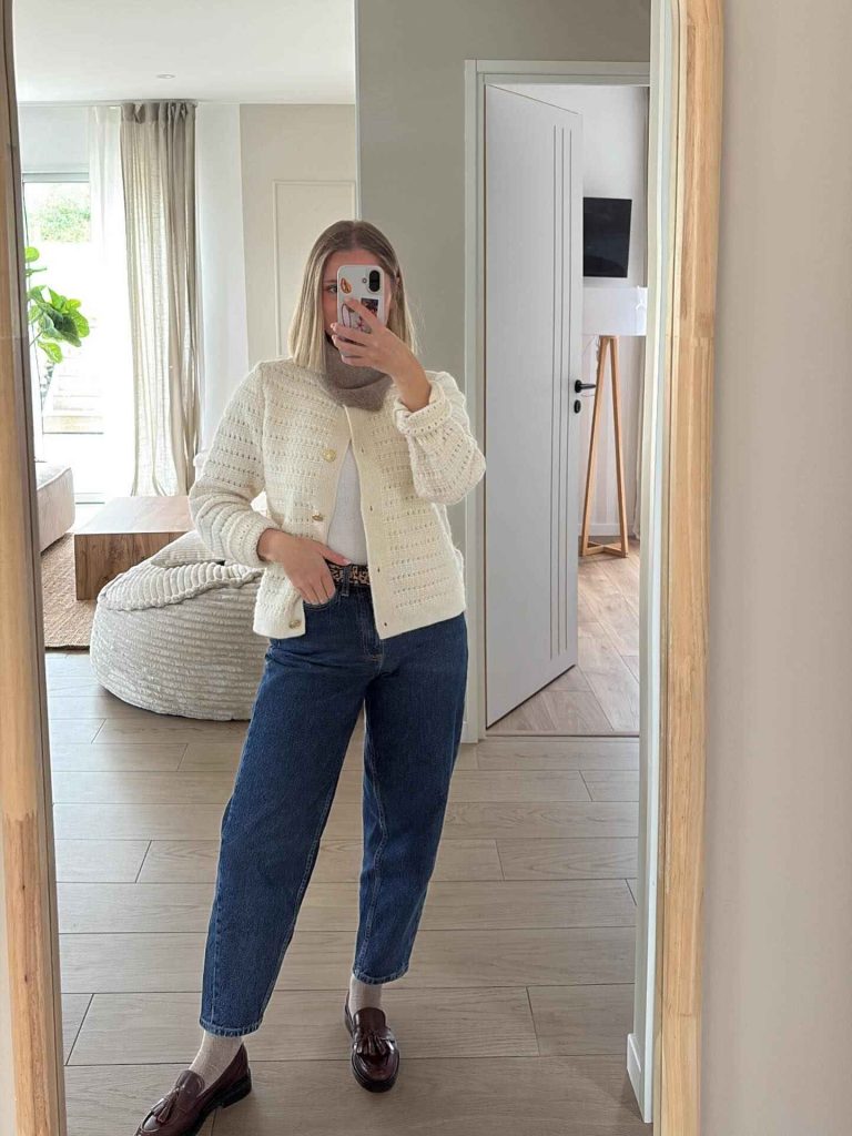 The Textured Lady Jacket + Relaxed Denim + Loafers