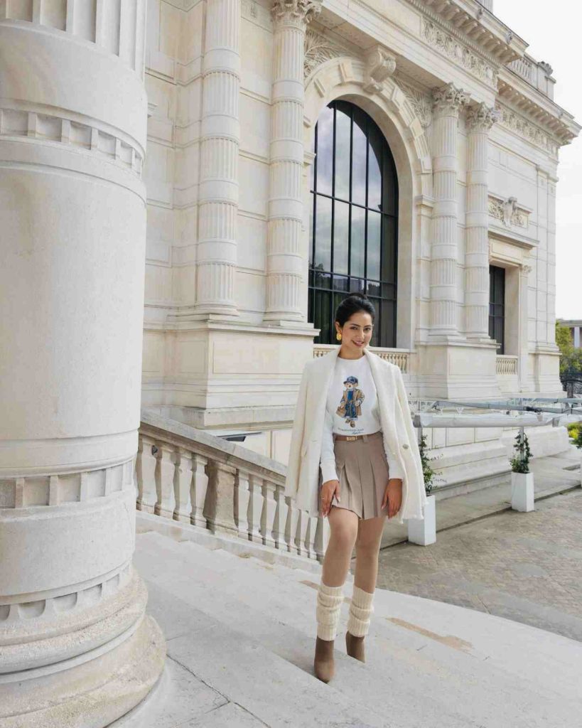 The Oversized Blazer + Graphic Sweater + Pleated Mini