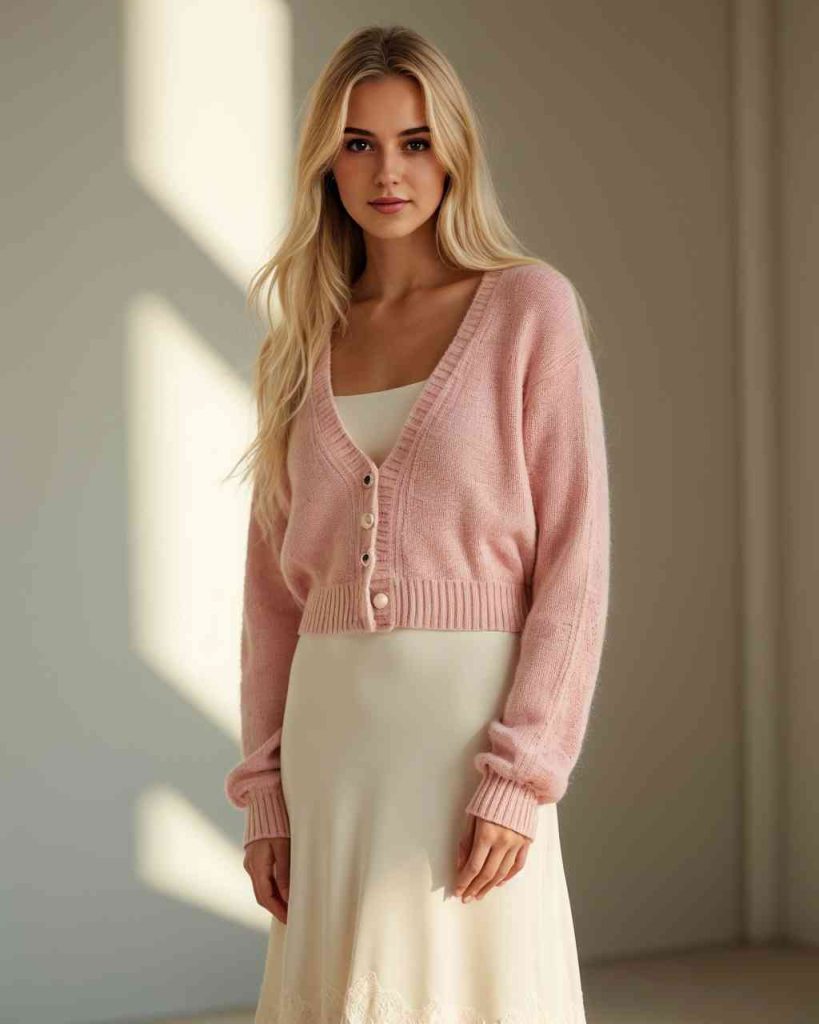 The Cropped Knit Cardigan + Satin Slip Dress