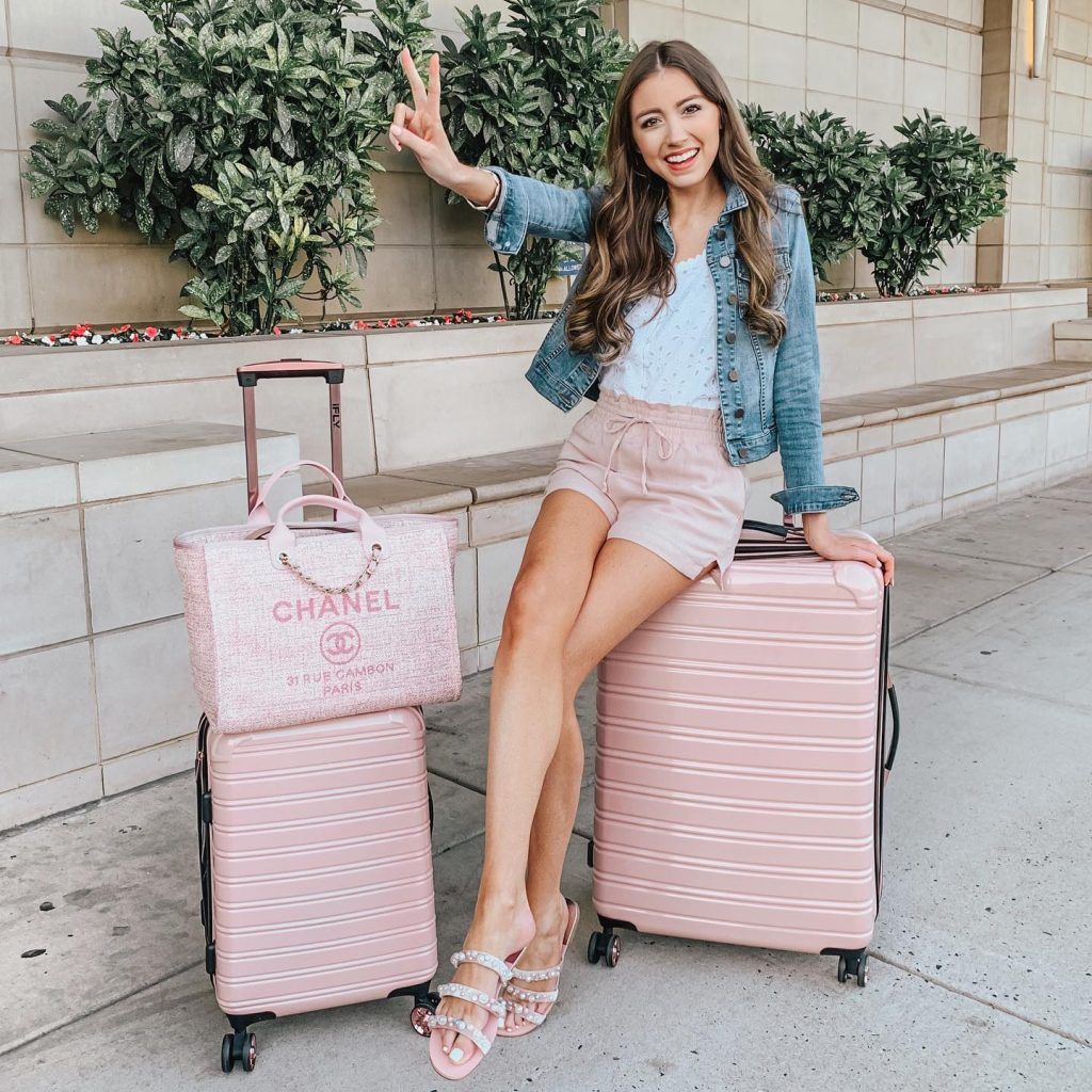 Blue Denim Jacket + White Eyelet Top + Pink Shorts