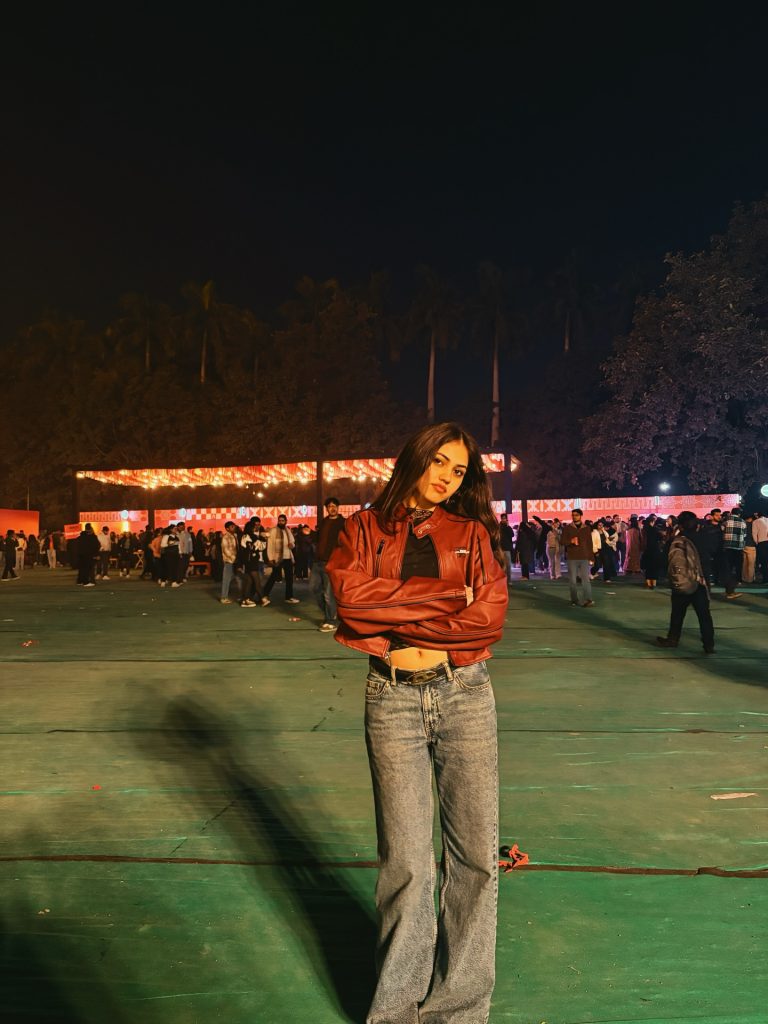 Burgundy Leather Jacket + Black Crop Top + Wide-Leg Jeans