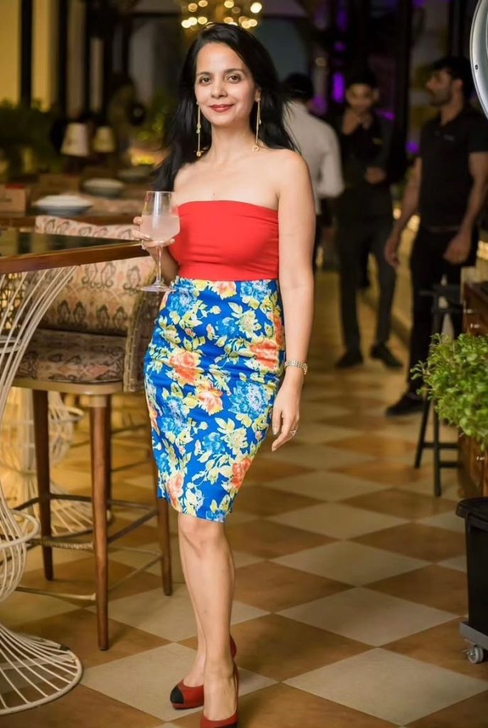Red Tube Top + Floral Pencil Skirt