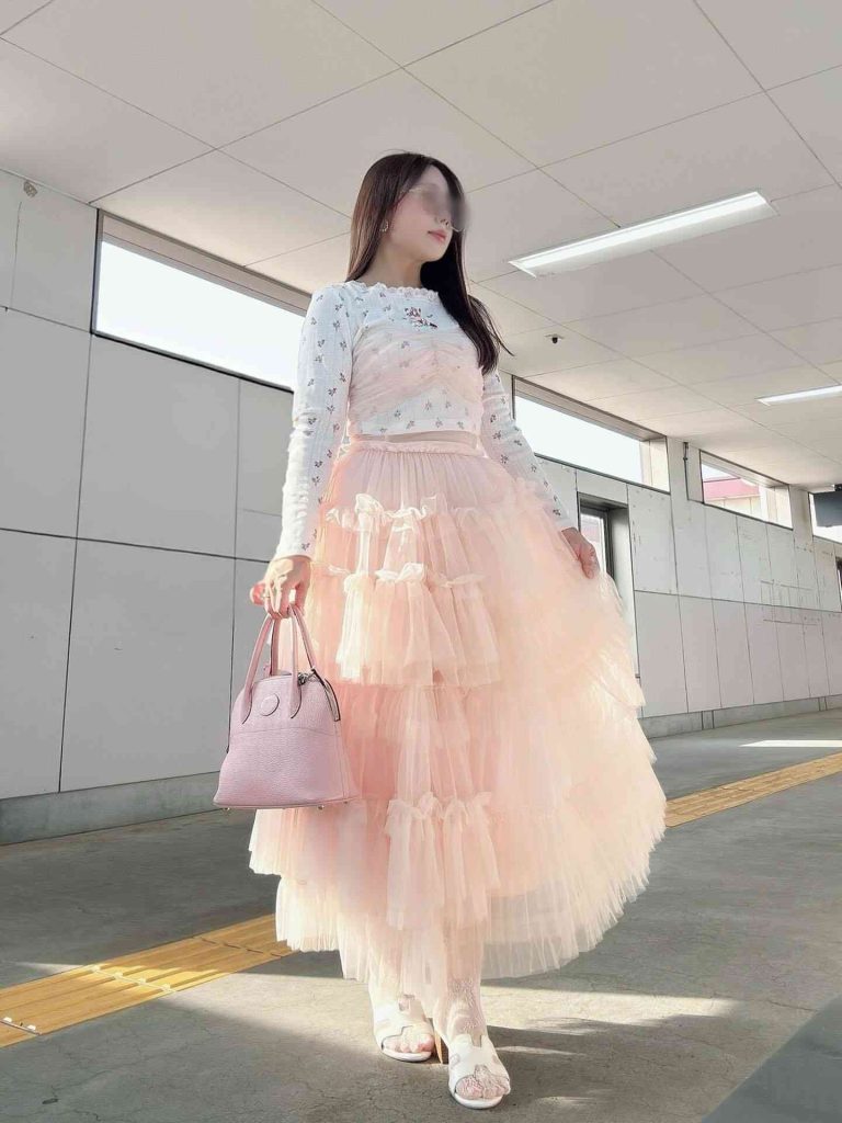  The Long-Sleeve Floral Tee + Tiered Tulle Maxi Skirt