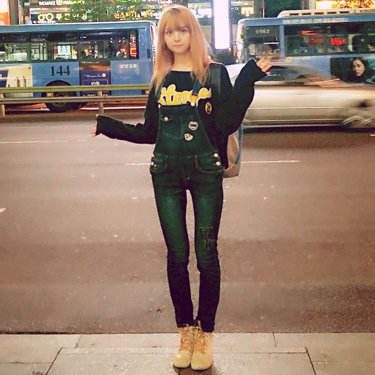  Dark Denim Overalls + Graphic Long Sleeve + Tan Boots