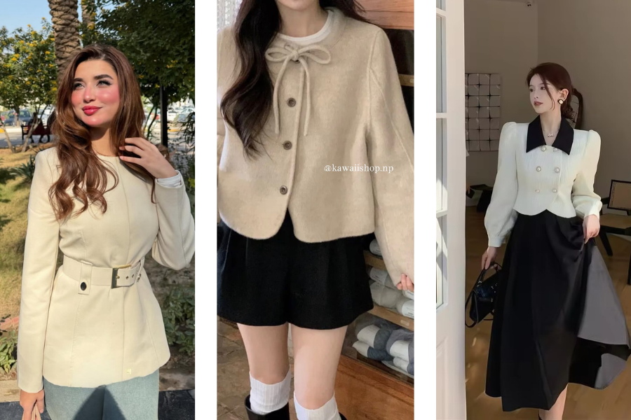 Black Scoop Neck Knit + White Collared Shirt + Light Blue Jeans