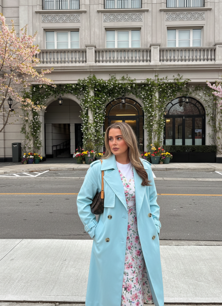 Brown Faux Fur Coat + White T-shirt + Brown Trousers