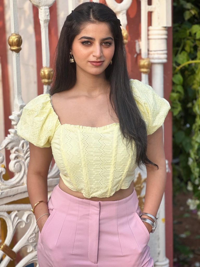 Yellow Eyelet Corset Top + Pink Tailored Trousers