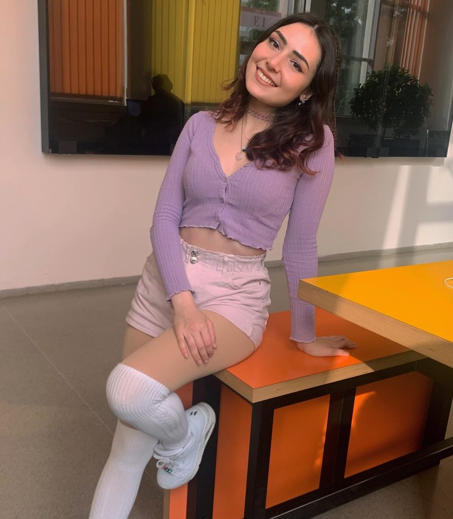 Lavender Cropped Cardigan + Pink Denim Shorts