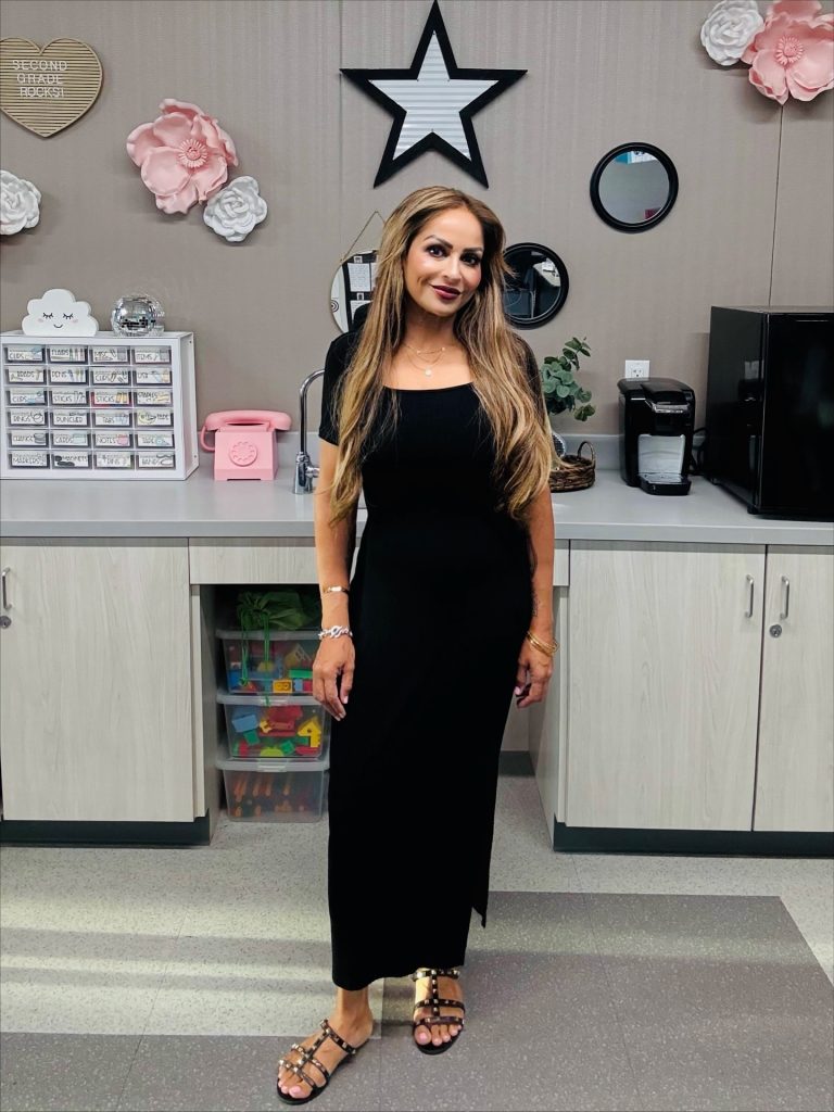 Black Square-Neck Maxi Dress + Studded Strappy Sandals