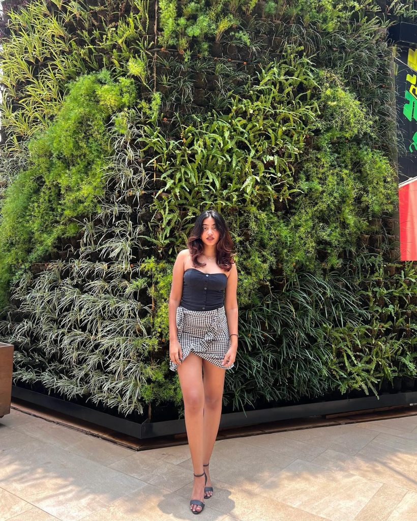 Black Strapless Corset + Gingham Mini Skirt + Ankle Strap Sandals