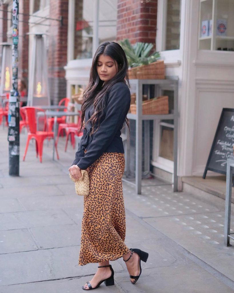 Black Wrap Blazer + Leopard Print Maxi Skirt
