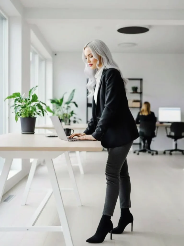 Black Blazer + White Blouse + Slim Trousers