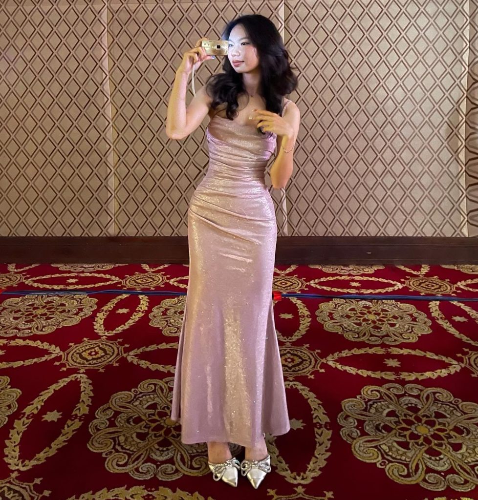 Rose Gold Shimmer Dress + Strappy Heels 