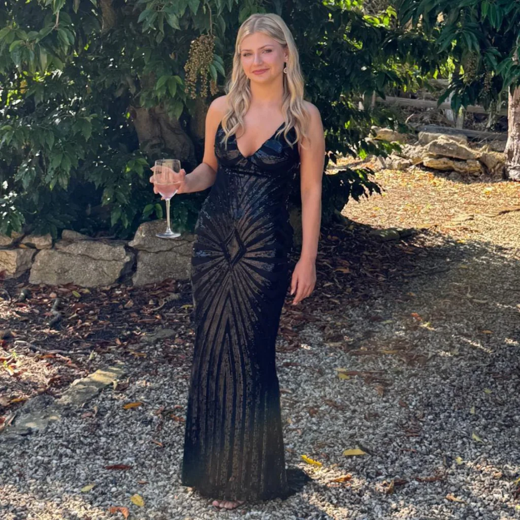 Black Sequin Gown + V-neck Bodice + Mermaid Skirt