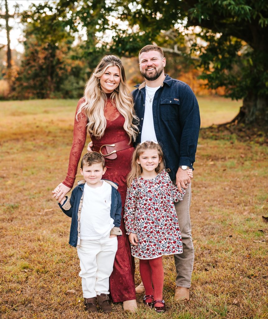 Burgundy Lace Dress + Navy Flannel Shirt + Khaki Pants