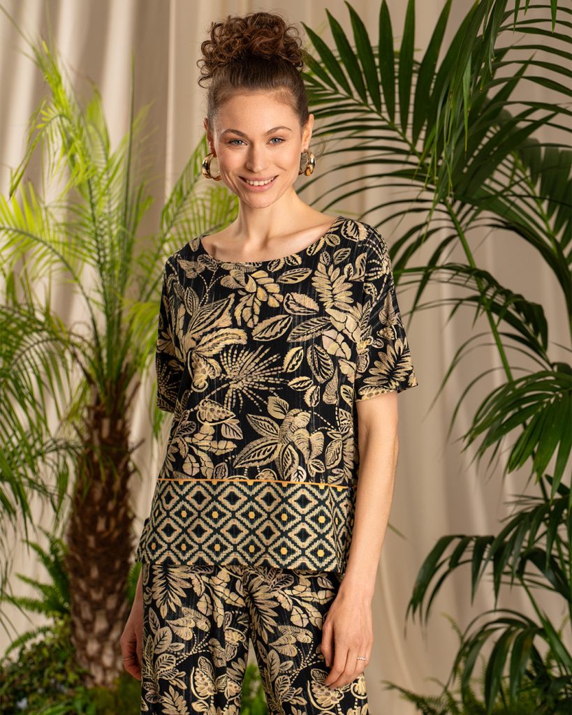 Black Tropical Print Tunic + Matching Patterned Trousers