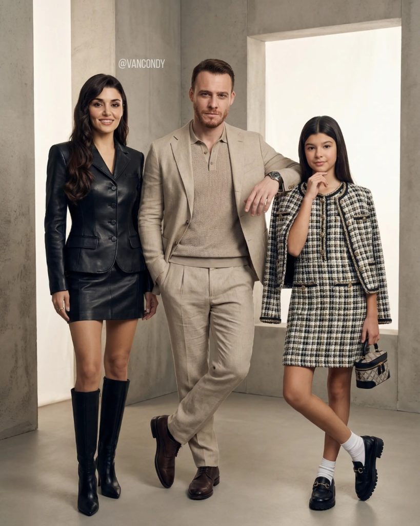 Beige Linen Suit + Black Leather Set + Tweed Dress