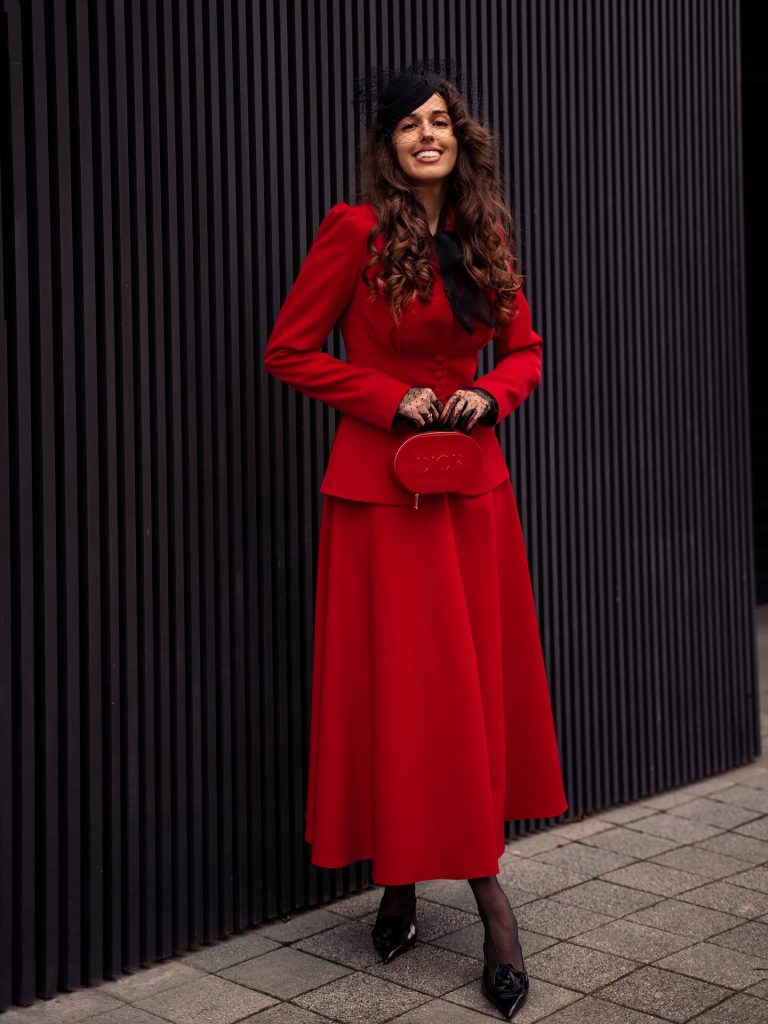 Red Structured Blazer + Red Maxi Skirt