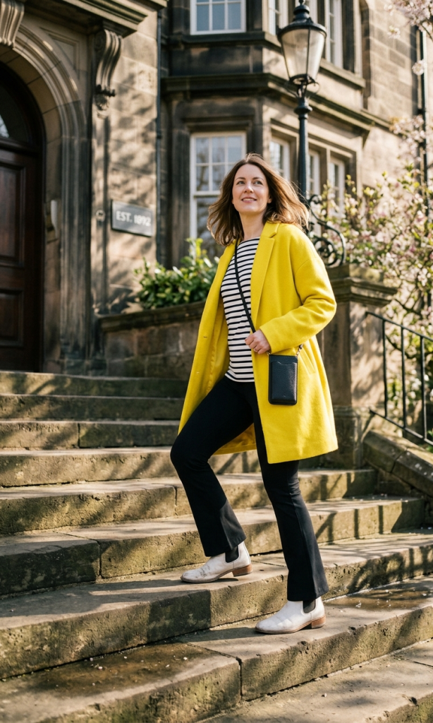 Breton Stripe Shirt + Black Flare Leggings