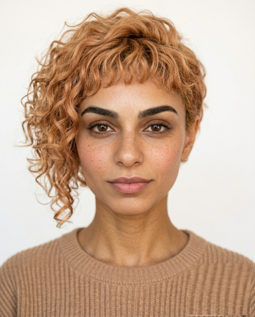 Curly Bixie with Micro Bangs