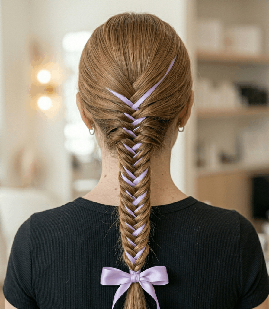 Fishbone Braid with Ribbon