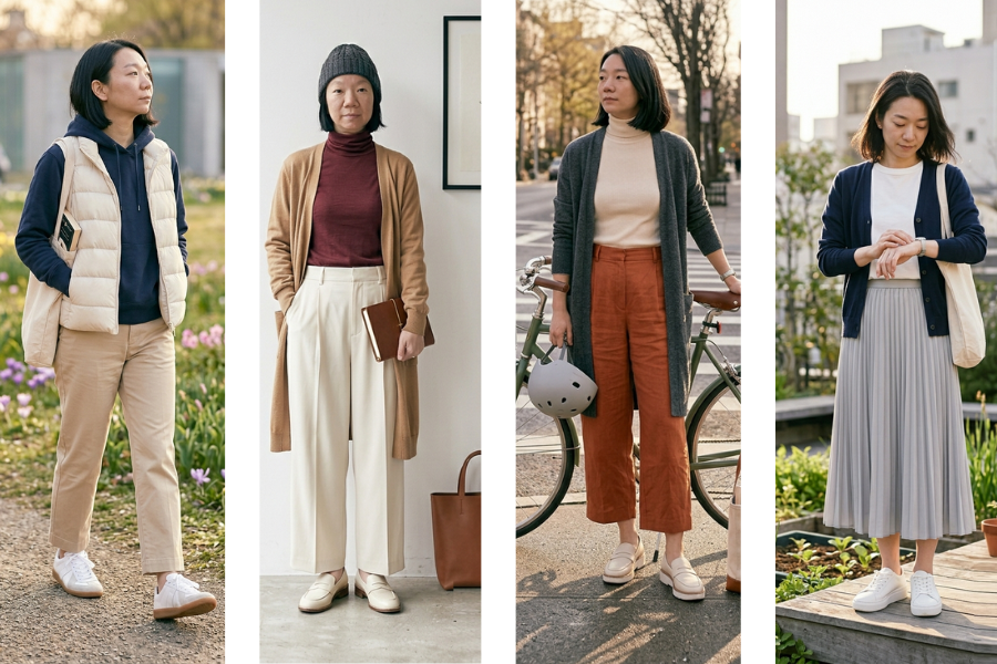 Navy Fisherman Sweater + Beige Wide Leg Cropped Pants