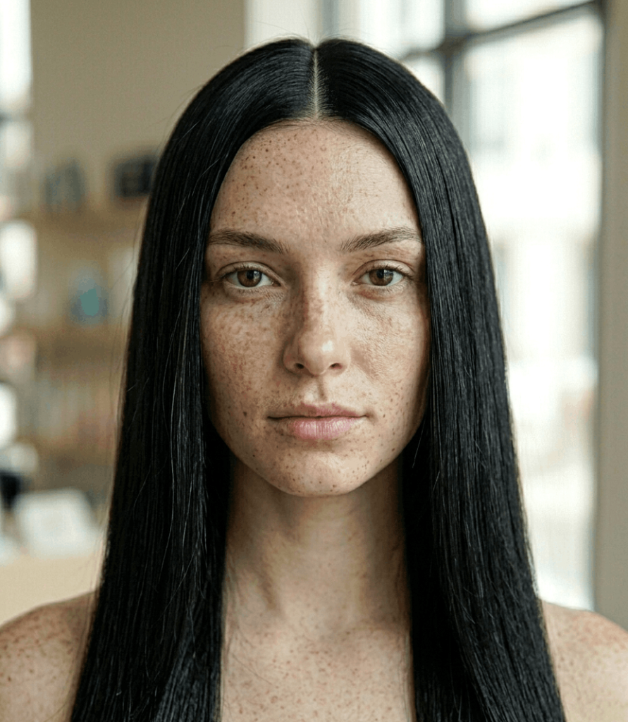 Sleek Middle Part with Straight Hair