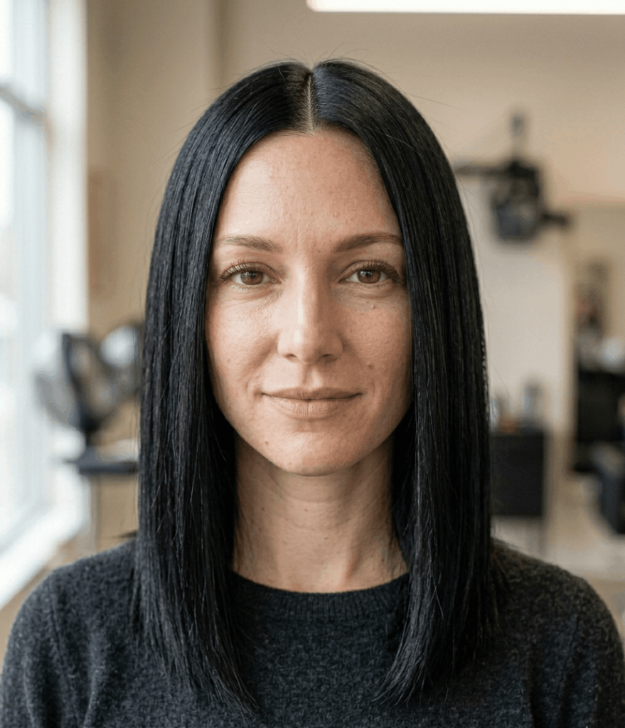 Sleek and Straight with Center Part