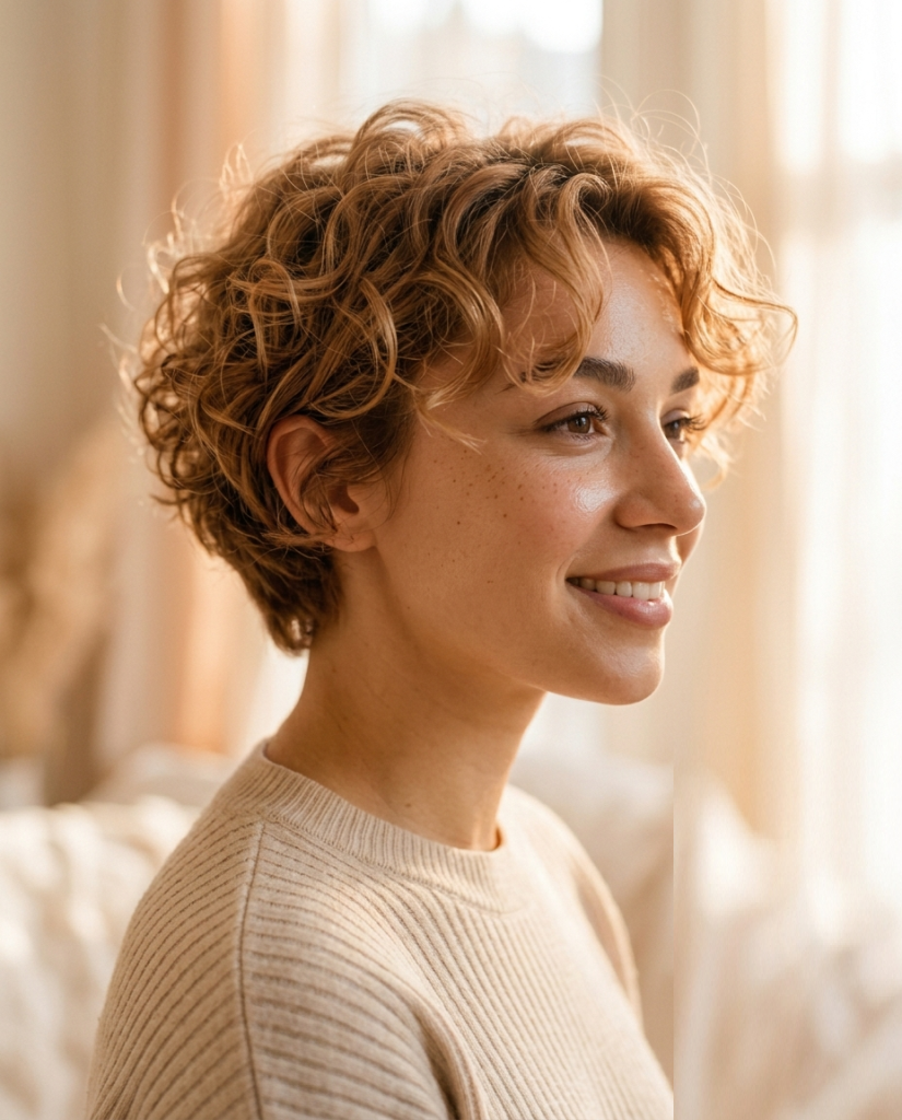 Tapered Curly Bixie for Fine Curls