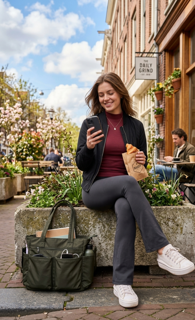 Wine Red Cotton Mock Neck + Charcoal Flare Leggings