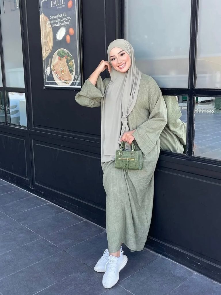 Sage Green Abaya + Matching Sage Hijab