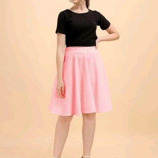 Black Crop Top + Pink Skater Skirt