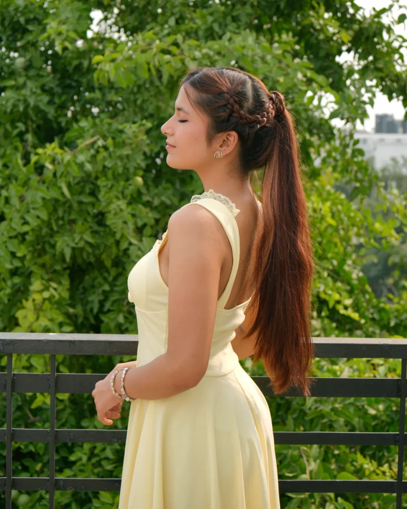 Pale Yellow Sleeveless Dress + Beaded Bracelets