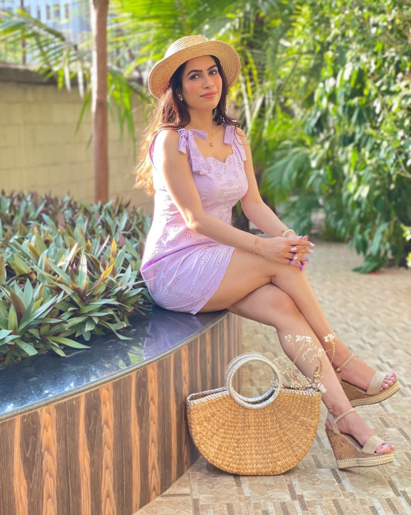 Lilac Eyelet Dress + Straw Sun Hat + Woven Tote Bag