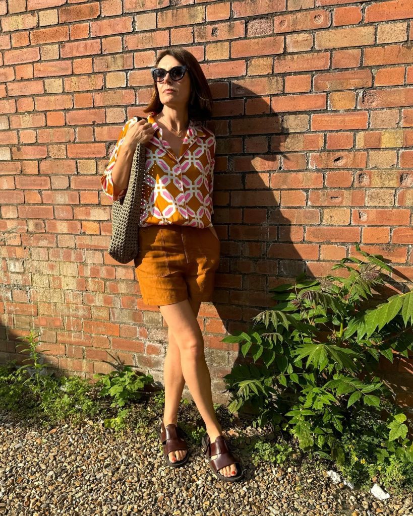 Orange Patterned Shirt + Rust Linen Shorts