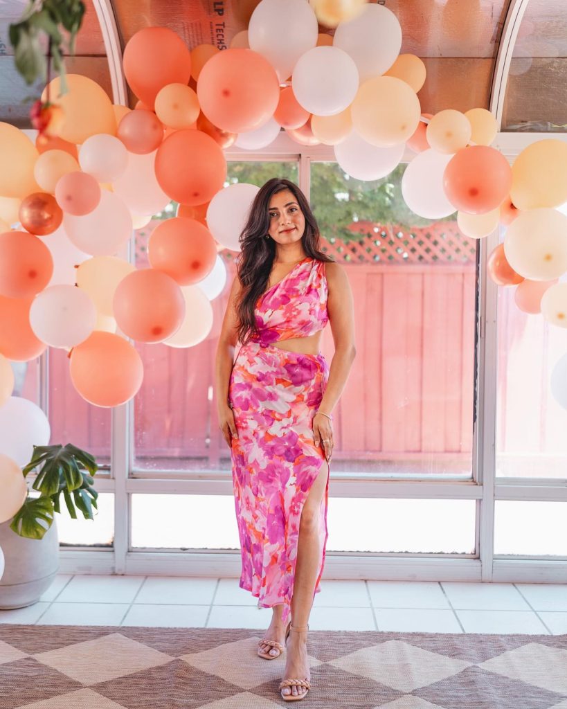 Pink Floral Cut-Out Maxi Dress + Nude Braided Sandals