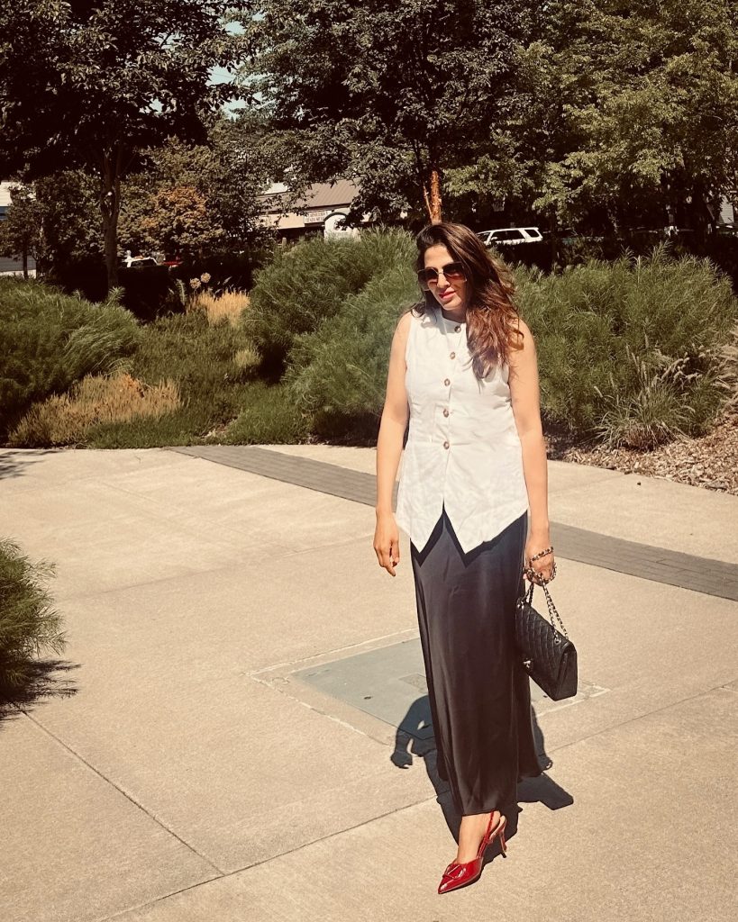White Longline Vest + Black Maxi Skirt