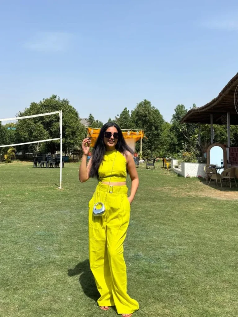 Lime Green Halter Top + Matching Wide-Leg Pants