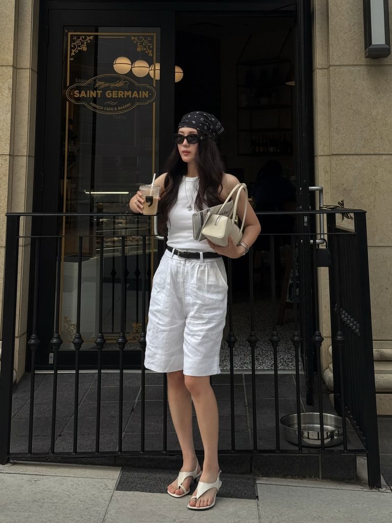 White Tank Top + Linen Shorts