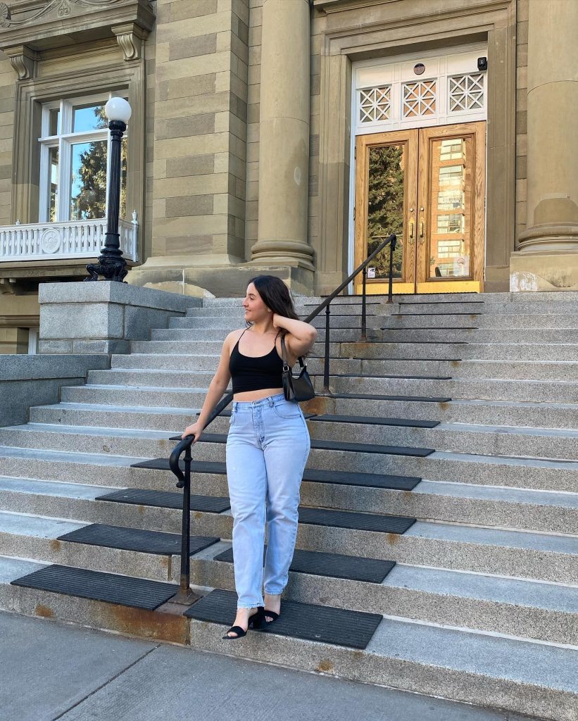 Black Camisole + Light Blue Relaxed Jeans