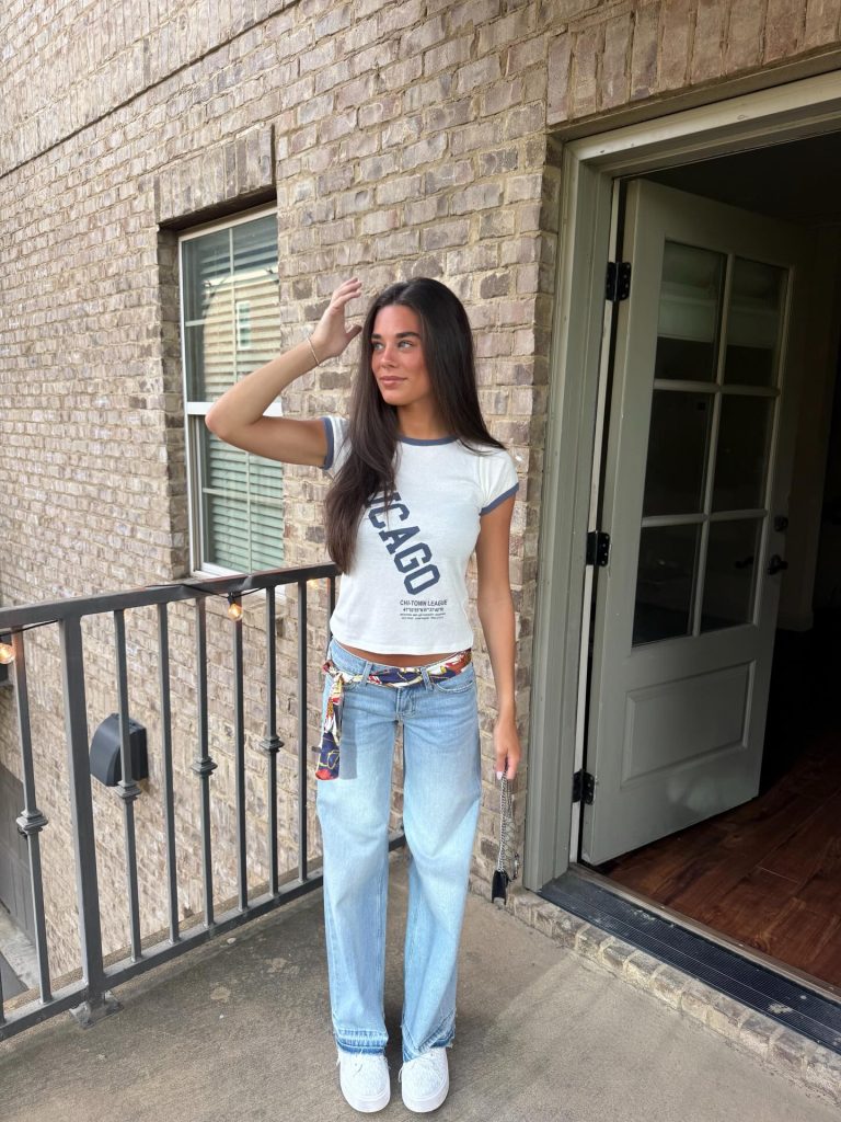 White Ringer Tee + Light Wash Relaxed Jeans