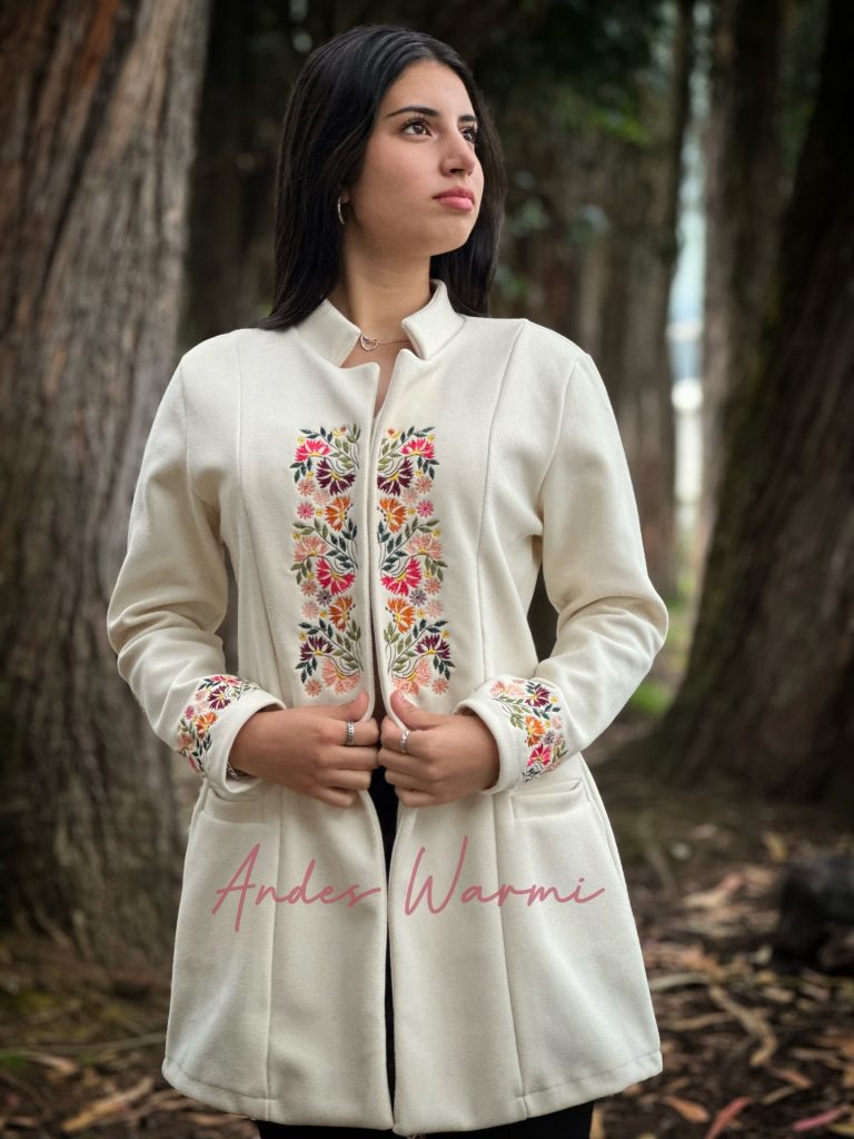 Cream Embroidered Coat + Black Pants