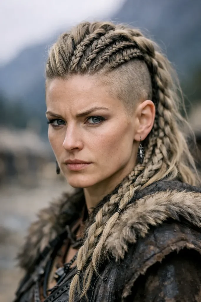 Fierce Short Wolf Cut with Nordic Braids