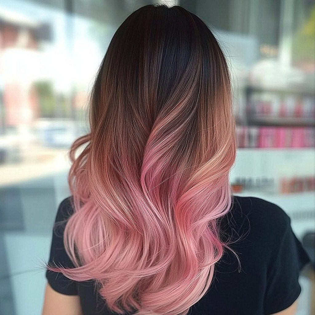 Rose Gold Pink Highlights with Soft Layers