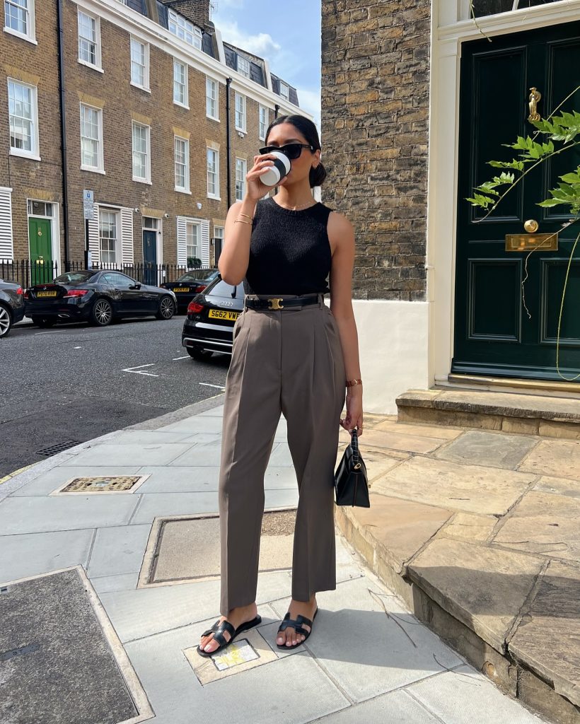 Black Knit Vest + Brown Tailored Pants