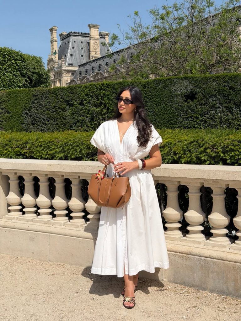 White Maxi Dress + Shoulder Bag