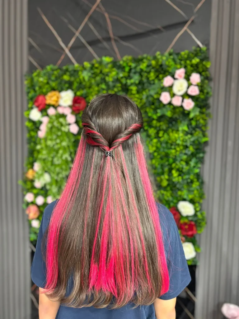 Neon Pink Tips for Dark Brown Hair