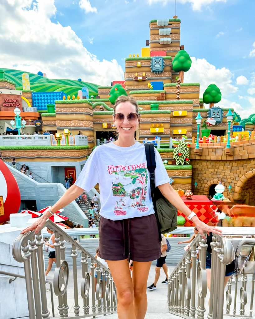 White Graphic T-Shirt + Brown Shorts